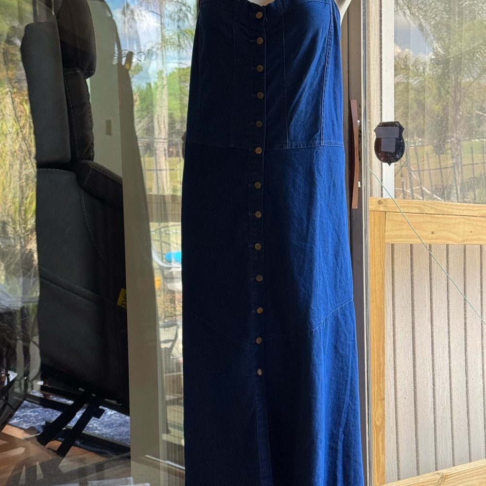 Blue Button-Down Maxi Dress